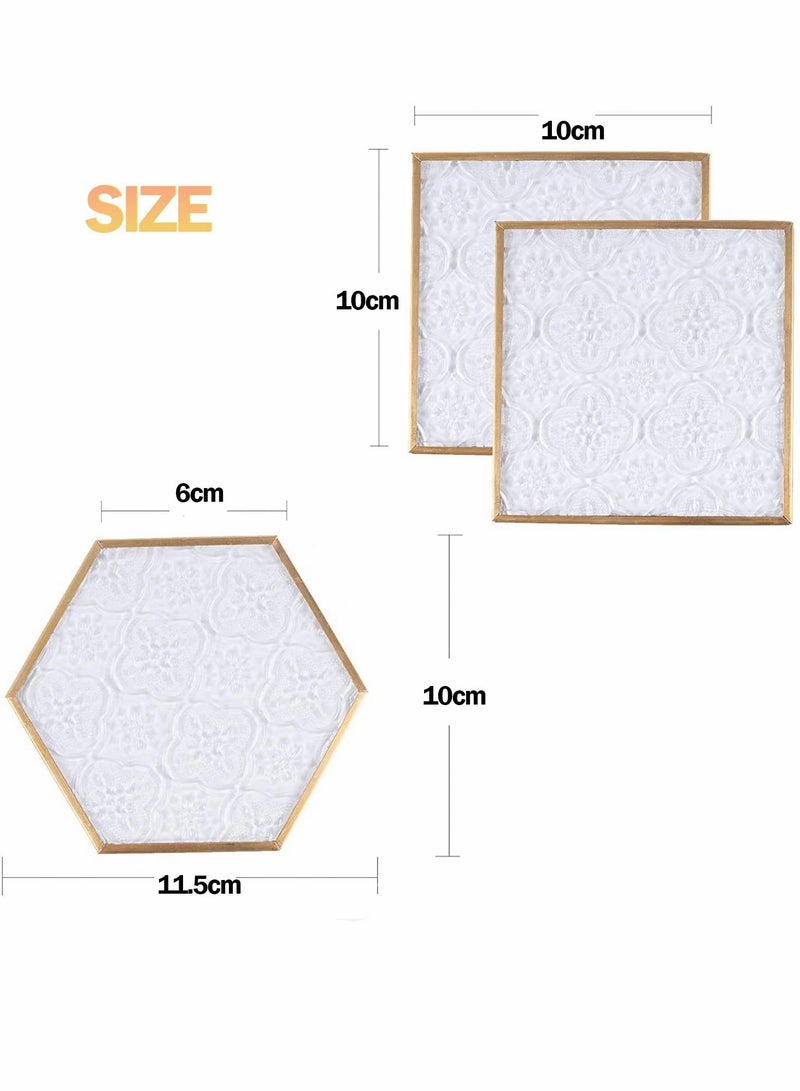 Y&D Coaster, Glass Gold Coasters for Drinks, 6 Pcs Coaster Set with Carved Stylish Cup  - Image 5