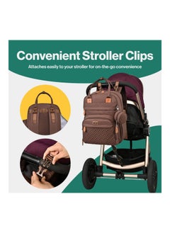 BabbleRoo Diaper Bag Backpack, Baby Nappy Changing Bags Multifunction Waterproof Travel Back Pack With Changing Pad & Stroller Straps & Pacifier Case (Brown)  - Image 5