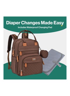 Diaper Bag Backpack, Baby Nappy Changing Bags Multifunction Waterproof Travel Back Pack With Changing Pad & Stroller Straps & Pacifier Case (Brown) - pzsku/ZB12507695D024A2F2893Z/45/_/1701347271/698872aa-11f9-4365-93e8-f7b4d72fefa9