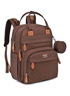 BabbleRoo Diaper Bag Backpack, Baby Nappy Changing Bags Multifunction Waterproof Travel Back Pack With Changing Pad & Stroller Straps & Pacifier Case (Brown)  - Image 1