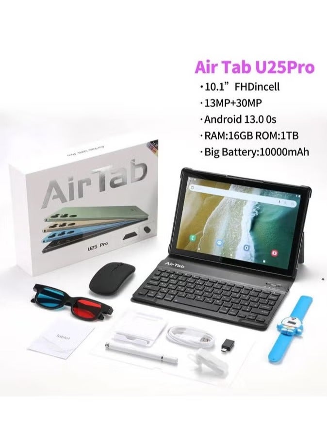 Airtab U25 Pro 10.1" FHD Smart Tablet 16GB RAM 1TB ROM - with Arabic Keyboard Black - Image 2
