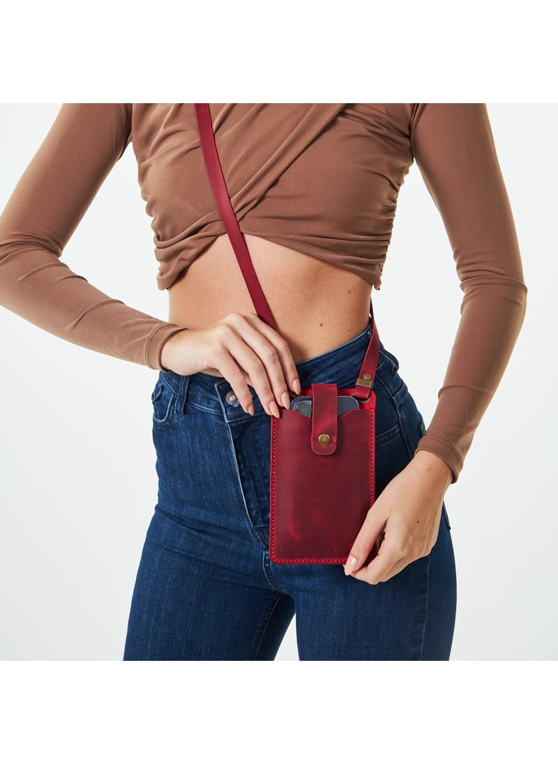 Vagave Women's Genuine Leather Phone Bag with Shoulder Strap and Money and Card Compartment  - Image 2