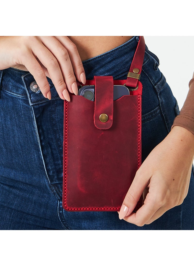 Vagave Women's Genuine Leather Phone Bag with Shoulder Strap and Money and Card Compartment  - Image 4