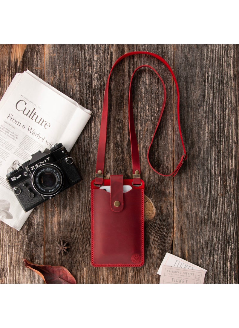 Vagave Women's Genuine Leather Phone Bag with Shoulder Strap and Money and Card Compartment  - Image 5
