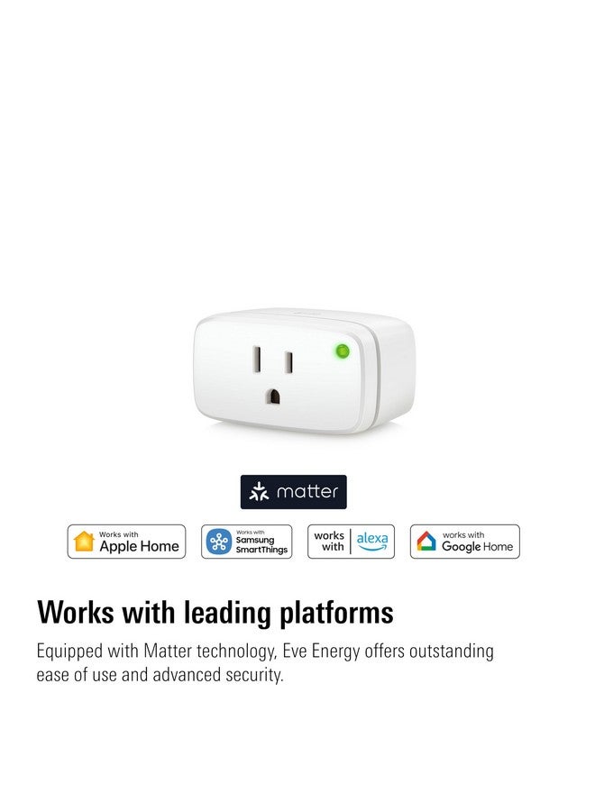 Eve Energy (Matter) - Smart Plug, App and Voice Control, 100% Privacy, Matter Over Thread, Works with Apple Home, Alexa, Google Home, SmartThings - Image 2