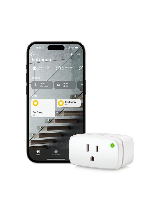 Eve Energy (Matter) - Smart Plug, App and Voice Control, 100% Privacy, Matter Over Thread, Works with Apple Home, Alexa, Google Home, SmartThings - Image 1