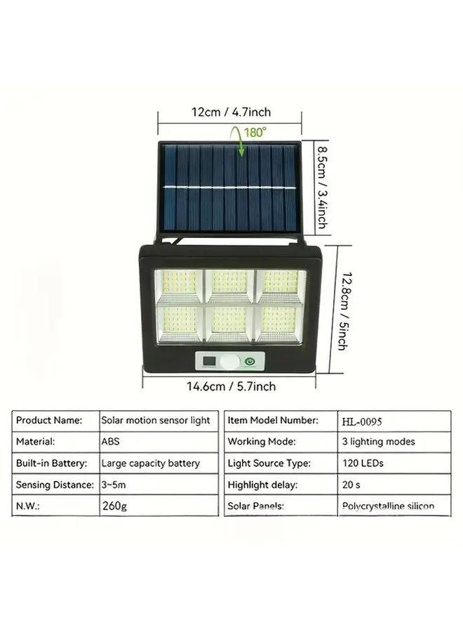 120 LED Solar Motion Sensor Outdoor Wall Light 3 Modes IP65 120COB Model - Image 4