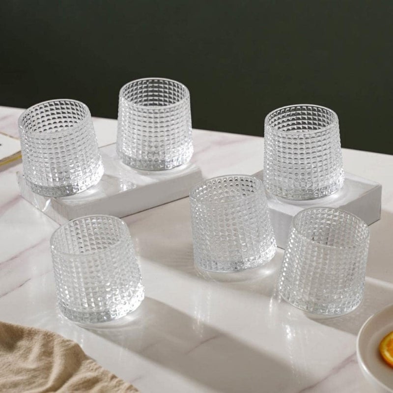 AVMPHD Whiskey Glasses Set of 6 150ml Rotating Crystal Thick Cut Cubic Glass Lead Free Perfect for Whiskey Scotch Bourbon Brandy Cognac - Image 2