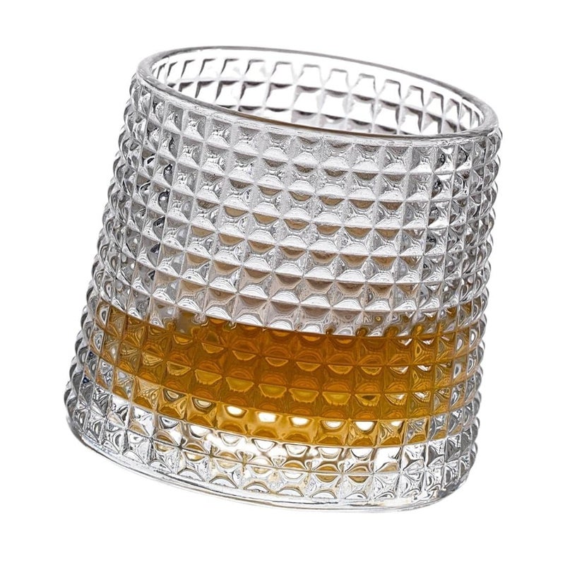 AVMPHD Whiskey Glasses Set of 6 150ml Rotating Crystal Thick Cut Cubic Glass Lead Free Perfect for Whiskey Scotch Bourbon Brandy Cognac - Image 5