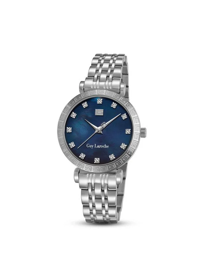 Elodie Blue Mother of Pearl Dial Silver Metal Bracelet Analog Watch for Women 32mm