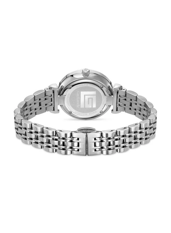 Guy Laroche silver Elodie Blue Mother of Pearl Dial Silver Metal Bracelet Analog Watch for Women 32mm for Women | Best Price UAE