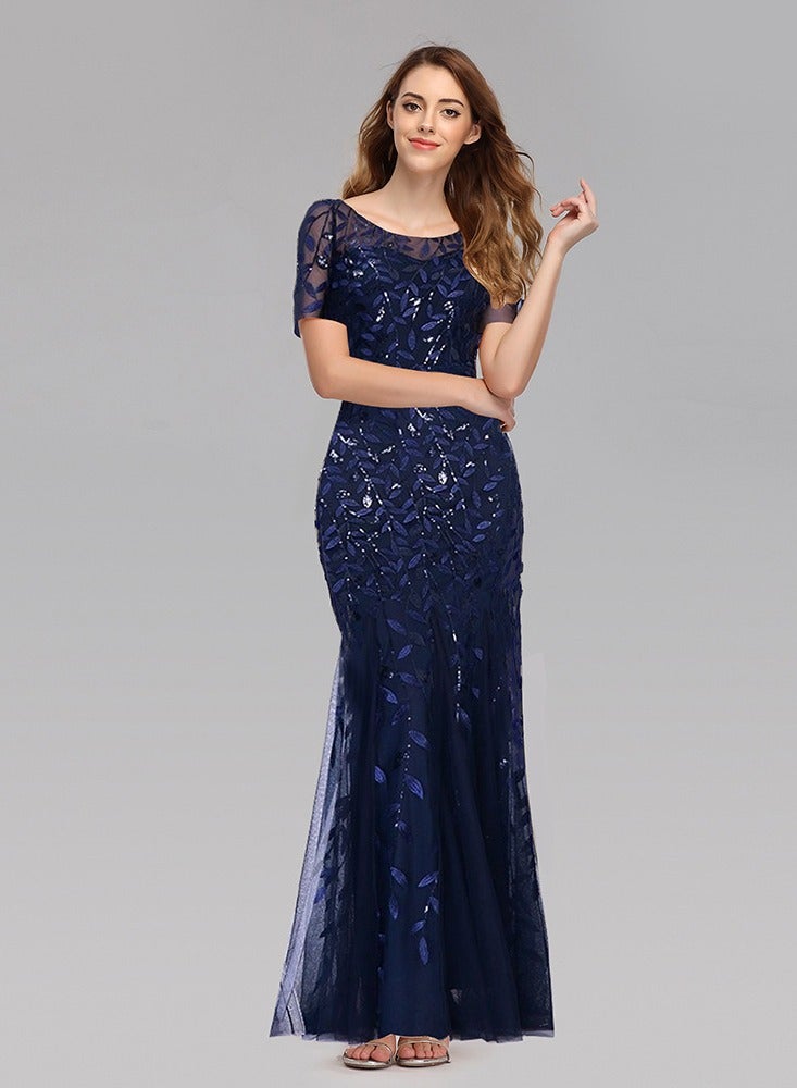KUYING New Slim Mesh Sequin Evening Gown Fish Tail Dress  - Image 1