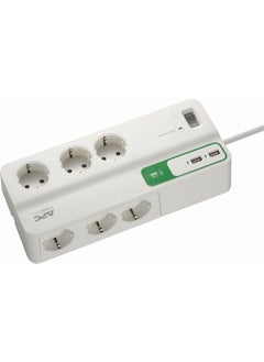 Schneider Electric APC 6-Plug Socket + 2 USB Fast Charger, PM6U-GR  - Image 1