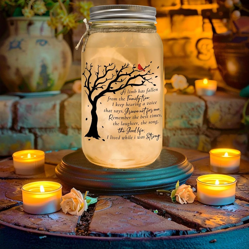 2IMT Memorial Gifts Mason Jar Light Large, Red Cardinal - Memory Gifts for Loss Loved Ones, A Limb Has Fallen From Our Family Tree, Sympathy Loss of Mother, Dad/Family Member, Bereavement Gift Idea 25oz - Image 5