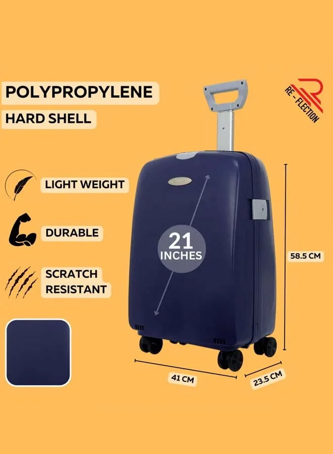 Reflection REFLECTION Hard Luggage, Trolley Bag with PP Plastic Body with Soft 3 Level Adjustable Handle, Blue, 53 cm
