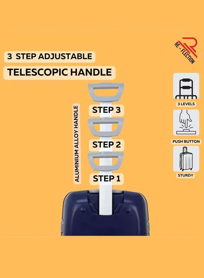 Reflection REFLECTION Hard Luggage, Trolley Bag with PP Plastic Body with Soft 3 Level Adjustable Handle, Blue, 53 cm