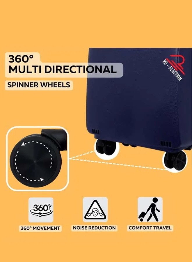 Reflection REFLECTION Hard Luggage, Trolley Bag with PP Plastic Body with Soft 3 Level Adjustable Handle, Blue, 53 cm