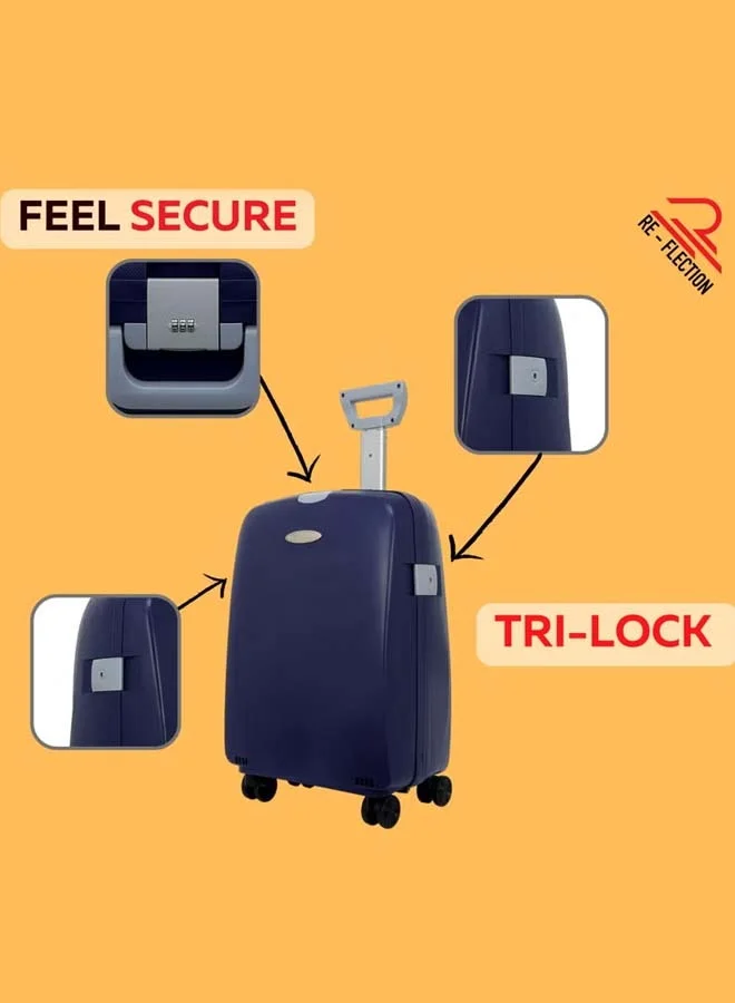 Reflection REFLECTION Hard Luggage, Trolley Bag with PP Plastic Body with Soft 3 Level Adjustable Handle, Blue, 53 cm
