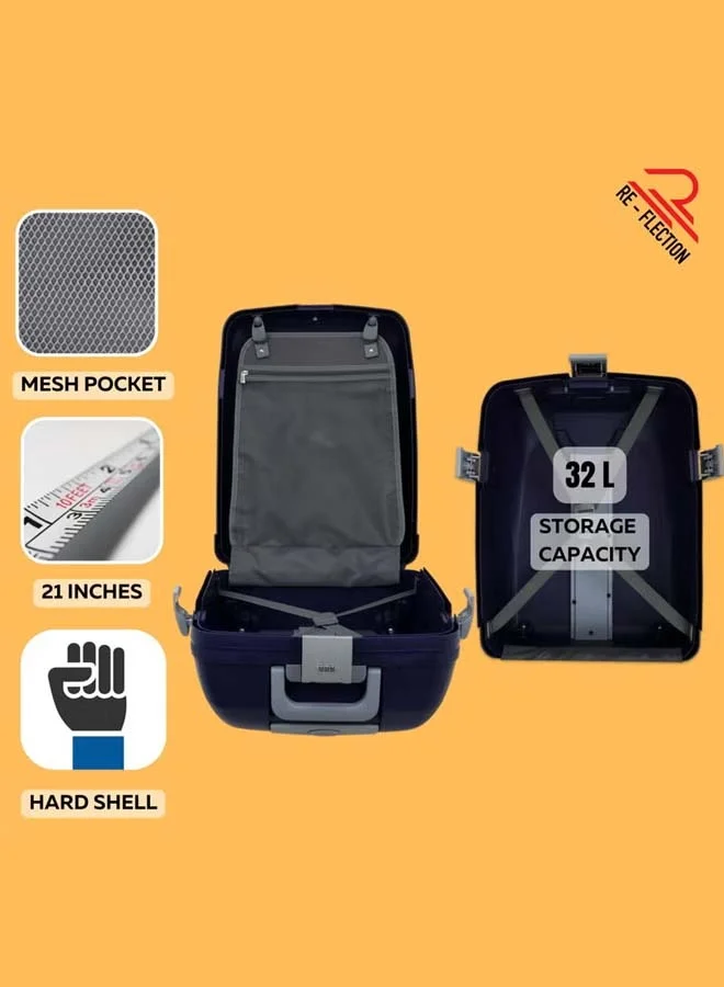 Reflection REFLECTION Hard Luggage, Trolley Bag with PP Plastic Body with Soft 3 Level Adjustable Handle, Blue, 53 cm