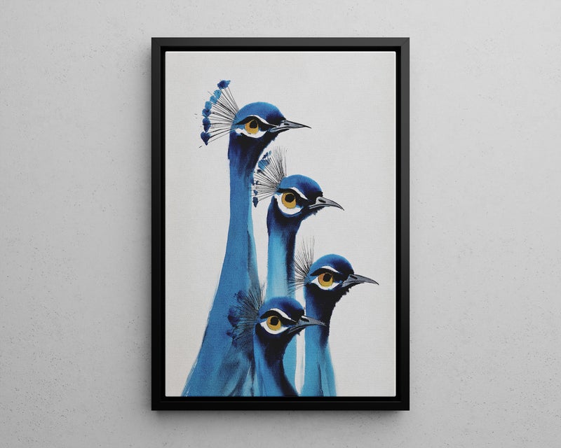 TNESSENTIAL Blue Peacocks Watercolor Wall Art Poster or Canvas Print, Vintage Bird Art, Neutral Minimalist Exotic Animal, Elegant Bird Wildlife Decor - Image 5