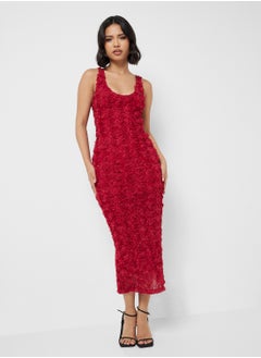 Ginger Floral Applique Detail Plunge Neck Evening Dress  - Image 4