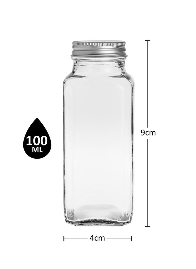 BLACKSTONE - Glass Spice Bottles Set of 6 -100ml Capacity Includes Pen for Labeling - Image 1