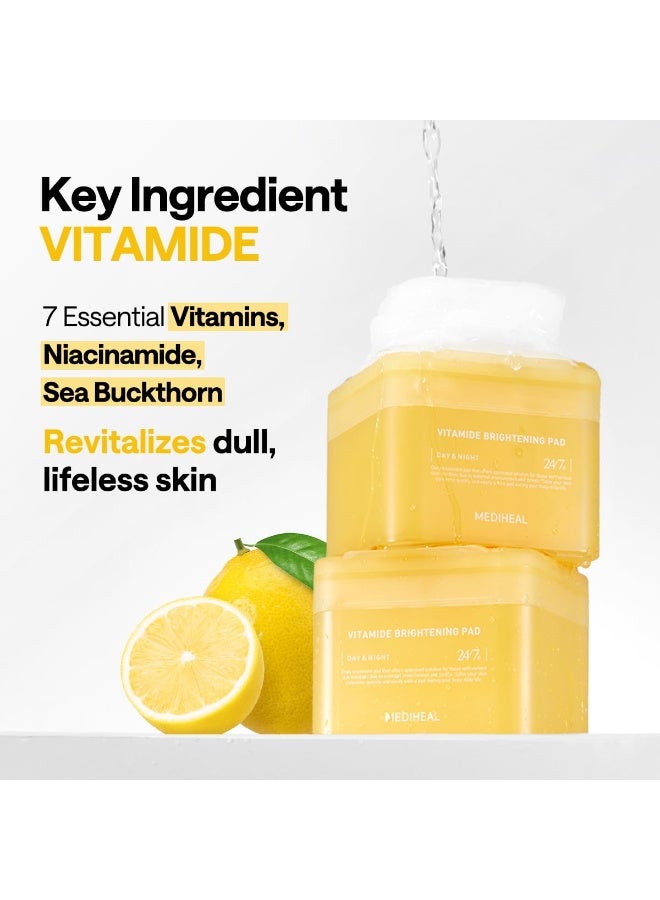 MEDIHEAL Vitamide Brightening Toner Pad | Skin-Tone Boosting with Niacinamide & Sea Buckthorn - 100 Pads - Image 3
