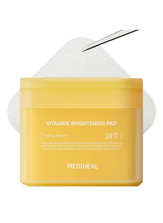 MEDIHEAL Vitamide Brightening Toner Pad | Skin-Tone Boosting with Niacinamide & Sea Buckthorn - 100 Pads - Image 1
