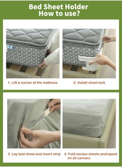Cynthia 4 Pieces Bed Sheet Holder Set with Lock Strips，Bed Sheet Fastener Clips,blanket holder set, equipped with locking strips and anti slip locking clips, suitable for mattresses, blankets, quilts, and bedding of various sizes  - Image 5