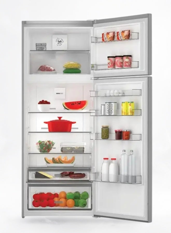 ويرلبول Top Mount Refrigerator 406L  – Optic Inox, No Frost, Anti-Fingerprint, Energy Efficient, Free Standing – 93L Freezer & 313L Fridge Capacity WTMF701452 XME silver - Image 3