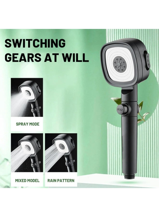 High Pressure rounded square-framed handheld shower head with 3 Modes,Hose & Holder – Easy Installation, Anti-Rust – Modern Design for Home Bathroom - Image 4