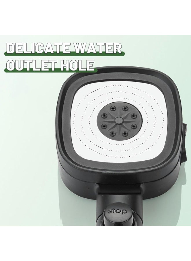 High Pressure rounded square-framed handheld shower head with 3 Modes,Hose & Holder – Easy Installation, Anti-Rust – Modern Design for Home Bathroom - Image 3