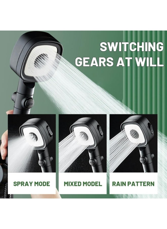 High Pressure rounded square-framed handheld shower head with 3 Modes,Hose & Holder – Easy Installation, Anti-Rust – Modern Design for Home Bathroom - Image 5