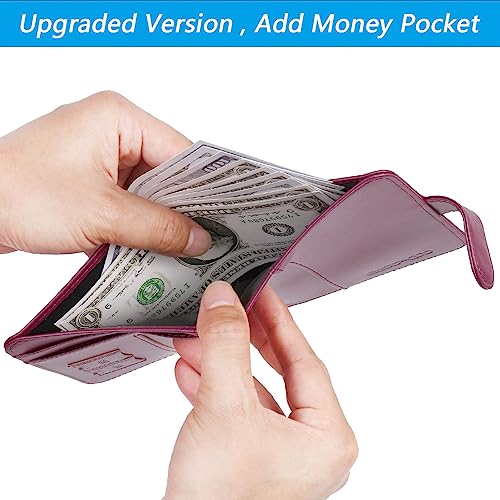 PASCACOO Passport Holder Cover Wallet RFID Blocking Leather Card Case Travel Accessories for Women Men (Purple) - Image 4