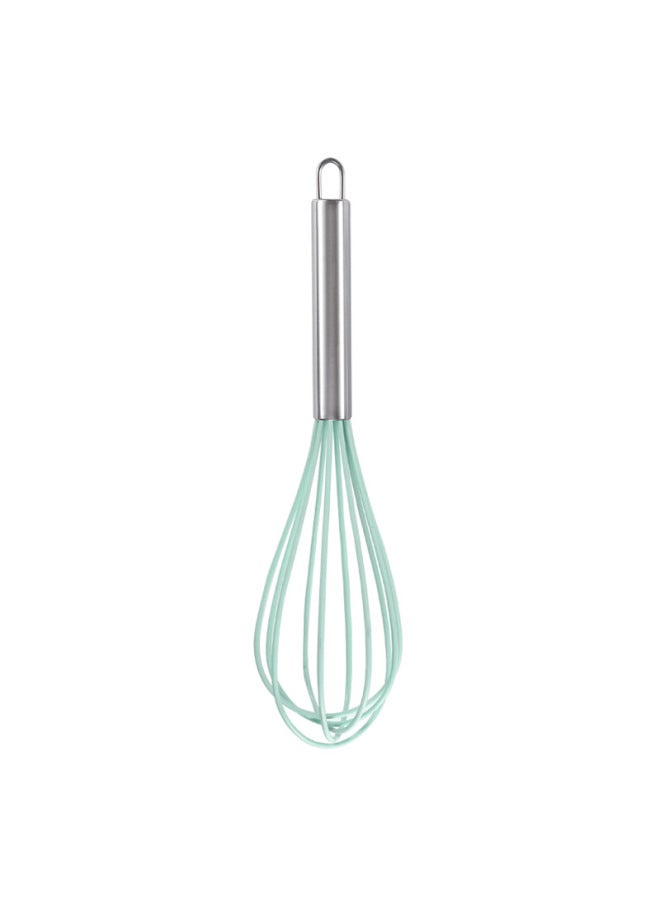 Manual Stainless Steel Silicone Egg Beater Cake Cream Whisk Handheld Mixer Baking Tool Stirring Tool Kitchen Utensils-Color:12 Inch Light Green - Image 1