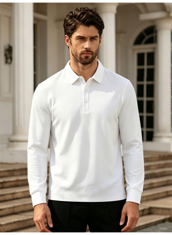 Men's Long Sleeve Shirt Breathable Casual Button Collared T-Shirt Classic Fit Golf Top Pullover Tee - Image 1