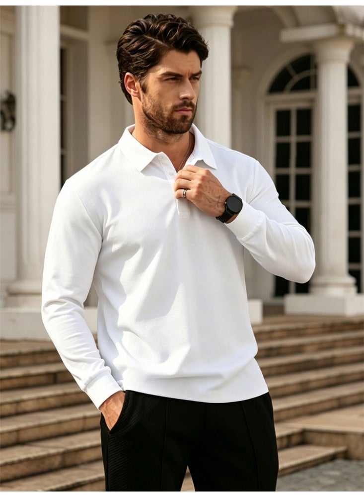 Men's Long Sleeve Shirt Breathable Casual Button Collared T-Shirt Classic Fit Golf Top Pullover Tee - Image 3