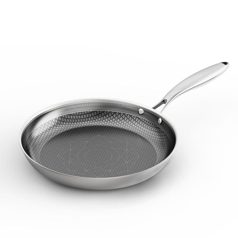 COOKER KING 8Inch Stainless Steel Pan Hybrid Nonstick Frying Pan 3Ply Clad Cookware Healthy NonToxic Dishwasher Oven Safe StayCool Handle Induction Compatible Metal Utensil Safe - Image 2