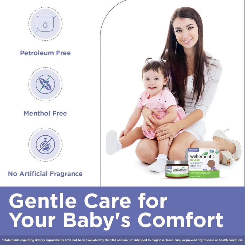 Wellements Organic All Purpose Balm for Babies and Kids (1.8 Fl Oz) | Gentle and Soothing All Over Baby Ointment* for Dry, Chafed and Sensitive Skin | Free from Petroleum, Parabens and Fragrances - Image 2