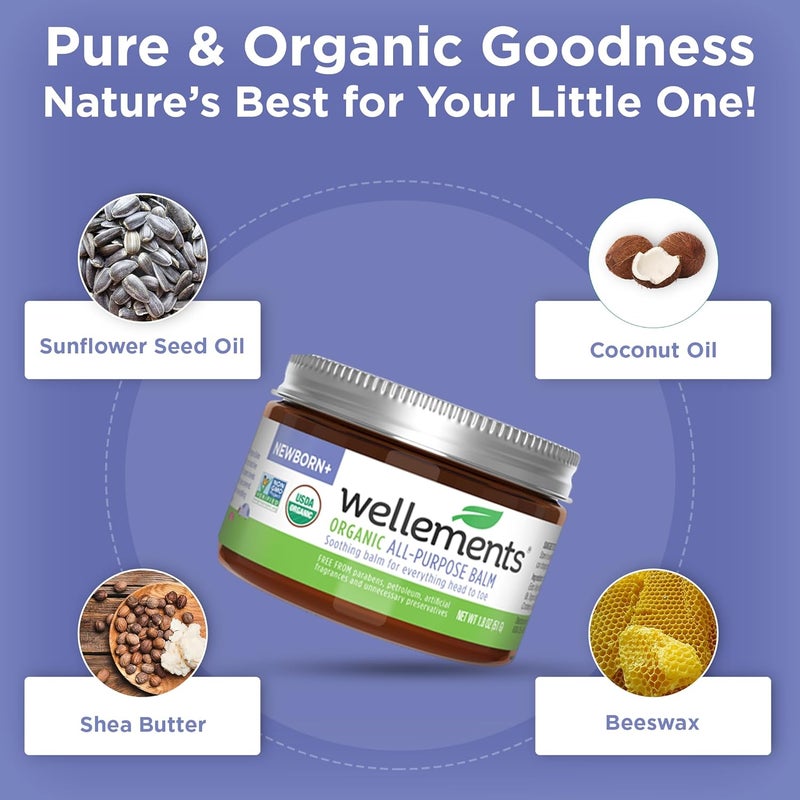 Wellements Organic All Purpose Balm for Babies and Kids (1.8 Fl Oz) | Gentle and Soothing All Over Baby Ointment* for Dry, Chafed and Sensitive Skin | Free from Petroleum, Parabens and Fragrances - Image 5
