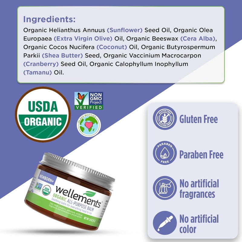 Wellements Organic All Purpose Balm for Babies and Kids (1.8 Fl Oz) | Gentle and Soothing All Over Baby Ointment* for Dry, Chafed and Sensitive Skin | Free from Petroleum, Parabens and Fragrances - Image 3
