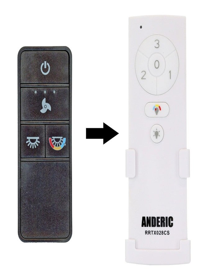 Anderic TX028C-S (White Version) for Hampton Bay and Home Decorators Collection Ceiling Fan Remote Control with Wall Mount - RRTX028CS A25-TX028C-S - Image 1