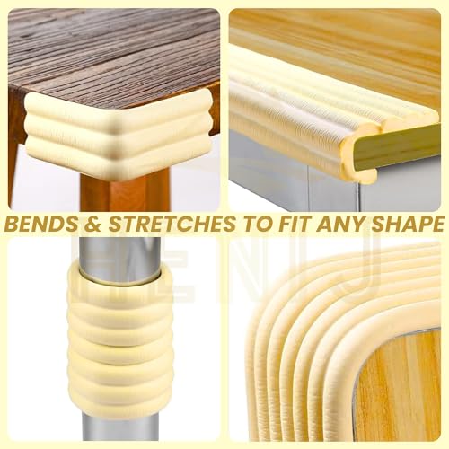 HENIJ Soft Extra Dense Furniture Table Wall Edge Protectors Foam Baby | Safety Bumper Guard Protector, Table Protection Strip, Kids Safety Corner Strip (6.5 Ft Long, 8 CM Wide, Gold, Pack of 1) - Image 5