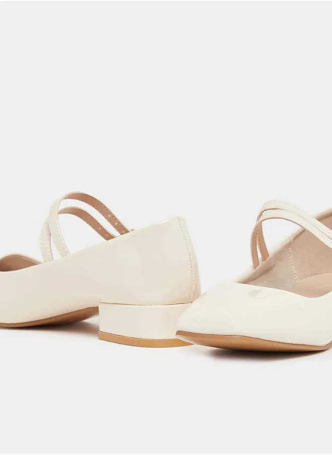 Styli Solid Double Strap Ballerina Shoes