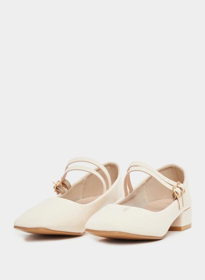 Styli Solid Double Strap Ballerina Shoes  - Image 3