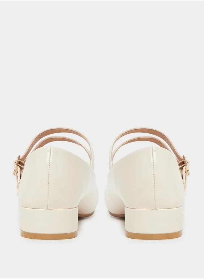 Styli Solid Double Strap Ballerina Shoes