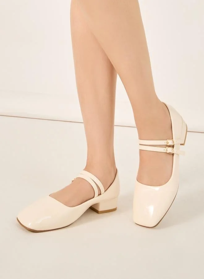 Styli Solid Double Strap Ballerina Shoes