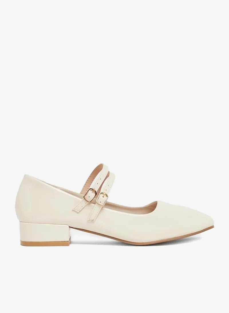 Styli Solid Double Strap Ballerina Shoes