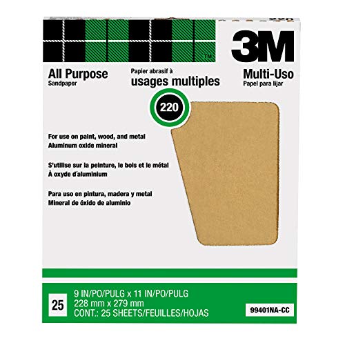 3M Pro-Pak Aluminum Oxide Sheet for Paint and Rust Removal, 25 sheets, 220-Grit, 9-in by 11-in - Image 1