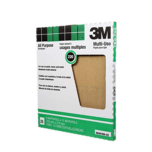 3M Pro-Pak Aluminum Oxide Sheet for Paint and Rust Removal, 25 sheets, 220-Grit, 9-in by 11-in - Image 3